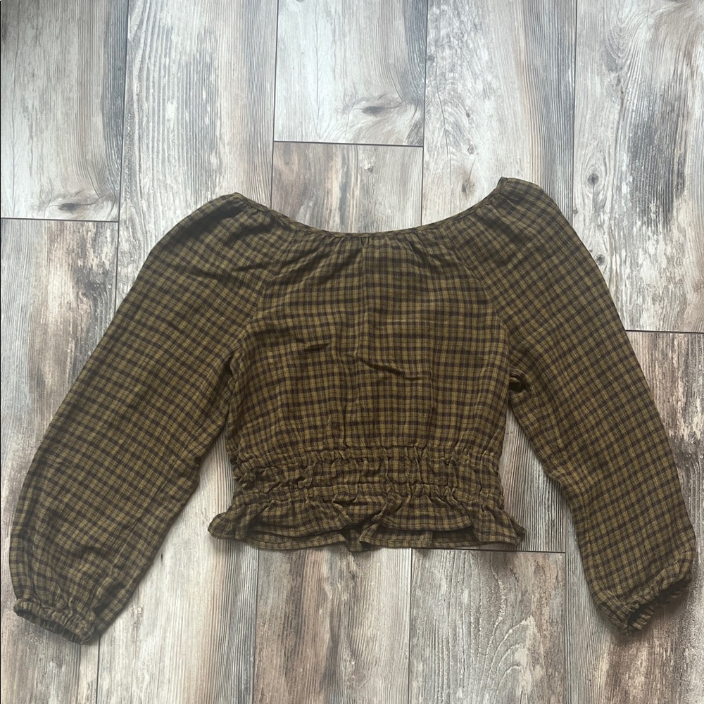 Madewell • Checkered Off-Shoulder Blouse